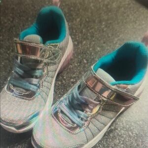 Kids' Holographic Sneakers with Blue Accents